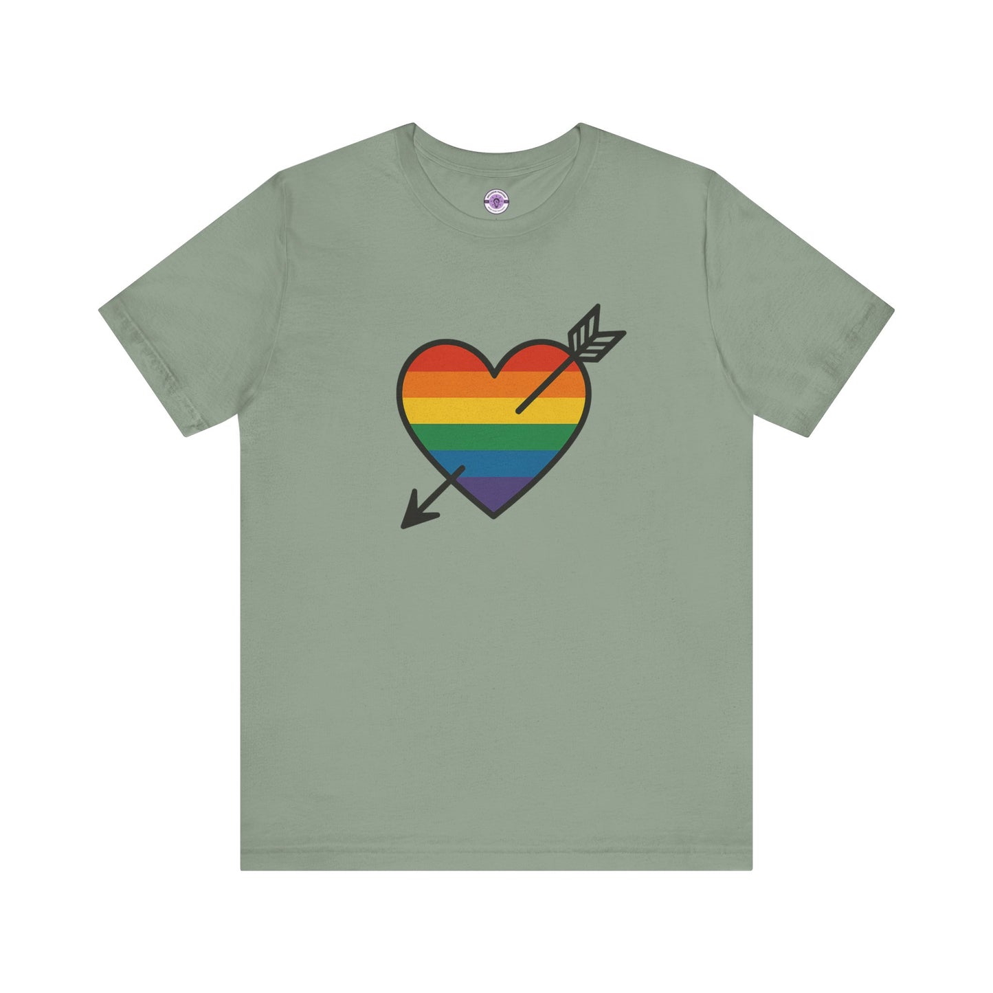 Rainbow Heart Pride Shirt, LGBTQ+ Love Arrow Tee, Queer Affirmation T-Shirt, Minimalist Pride Graphic, Comfort Colors Inclusive Top