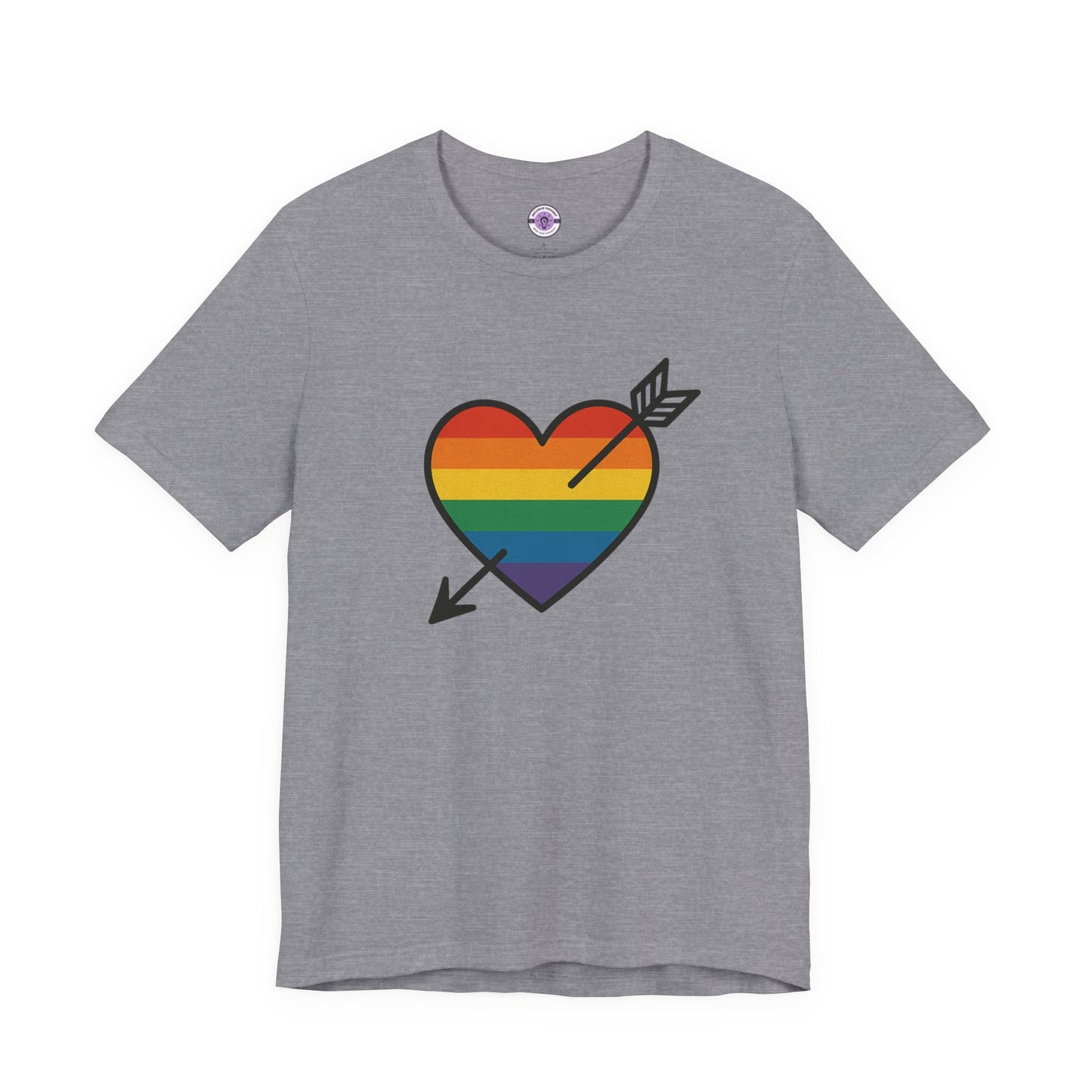 Rainbow Heart Pride Shirt, LGBTQ+ Love Arrow Tee, Queer Affirmation T-Shirt, Minimalist Pride Graphic, Comfort Colors Inclusive Top