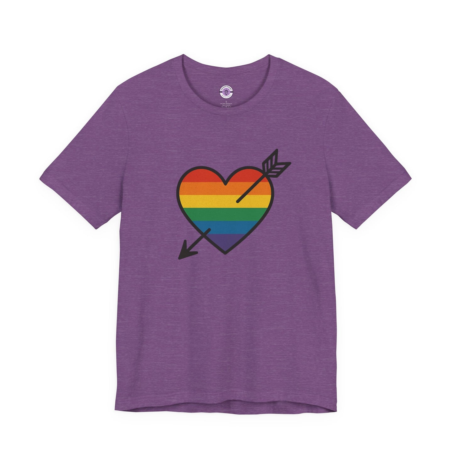 Rainbow Heart Pride Shirt, LGBTQ+ Love Arrow Tee, Queer Affirmation T-Shirt, Minimalist Pride Graphic, Comfort Colors Inclusive Top