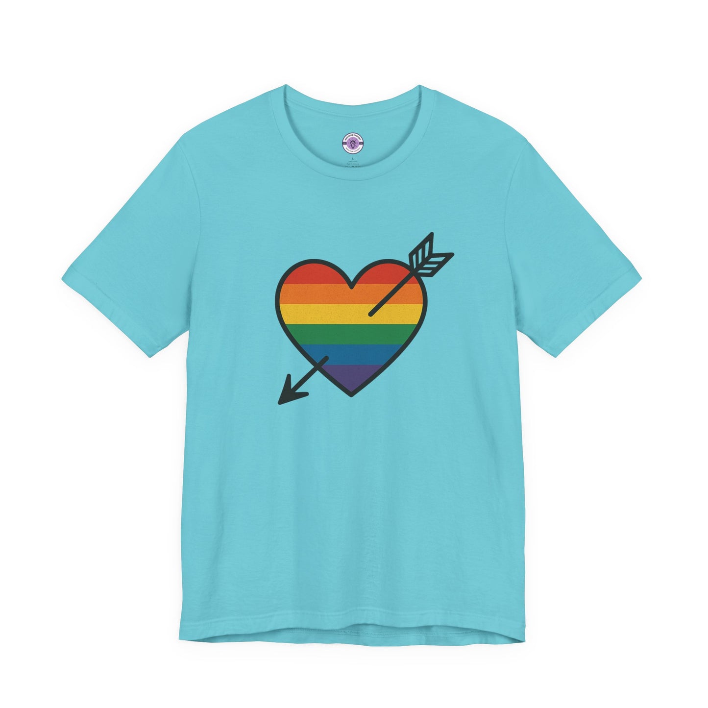 Rainbow Heart Pride Shirt, LGBTQ+ Love Arrow Tee, Queer Affirmation T-Shirt, Minimalist Pride Graphic, Comfort Colors Inclusive Top