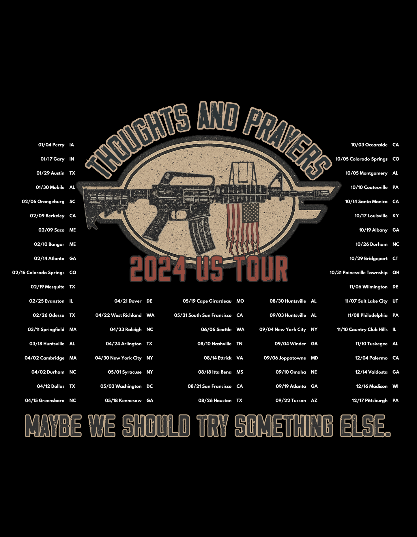 Thoughts and Prayers 2024 US Tour Gun Violence T-Shirt