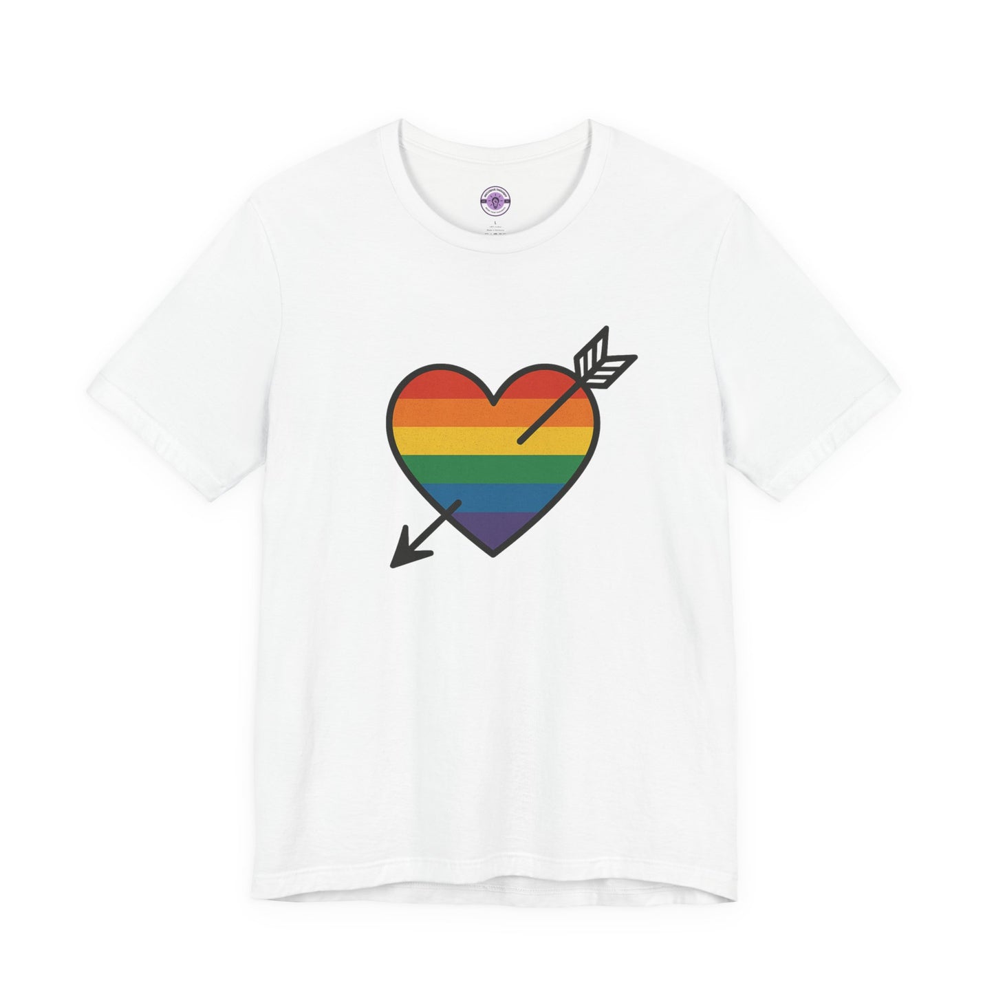Rainbow Heart Pride Shirt, LGBTQ+ Love Arrow Tee, Queer Affirmation T-Shirt, Minimalist Pride Graphic, Comfort Colors Inclusive Top