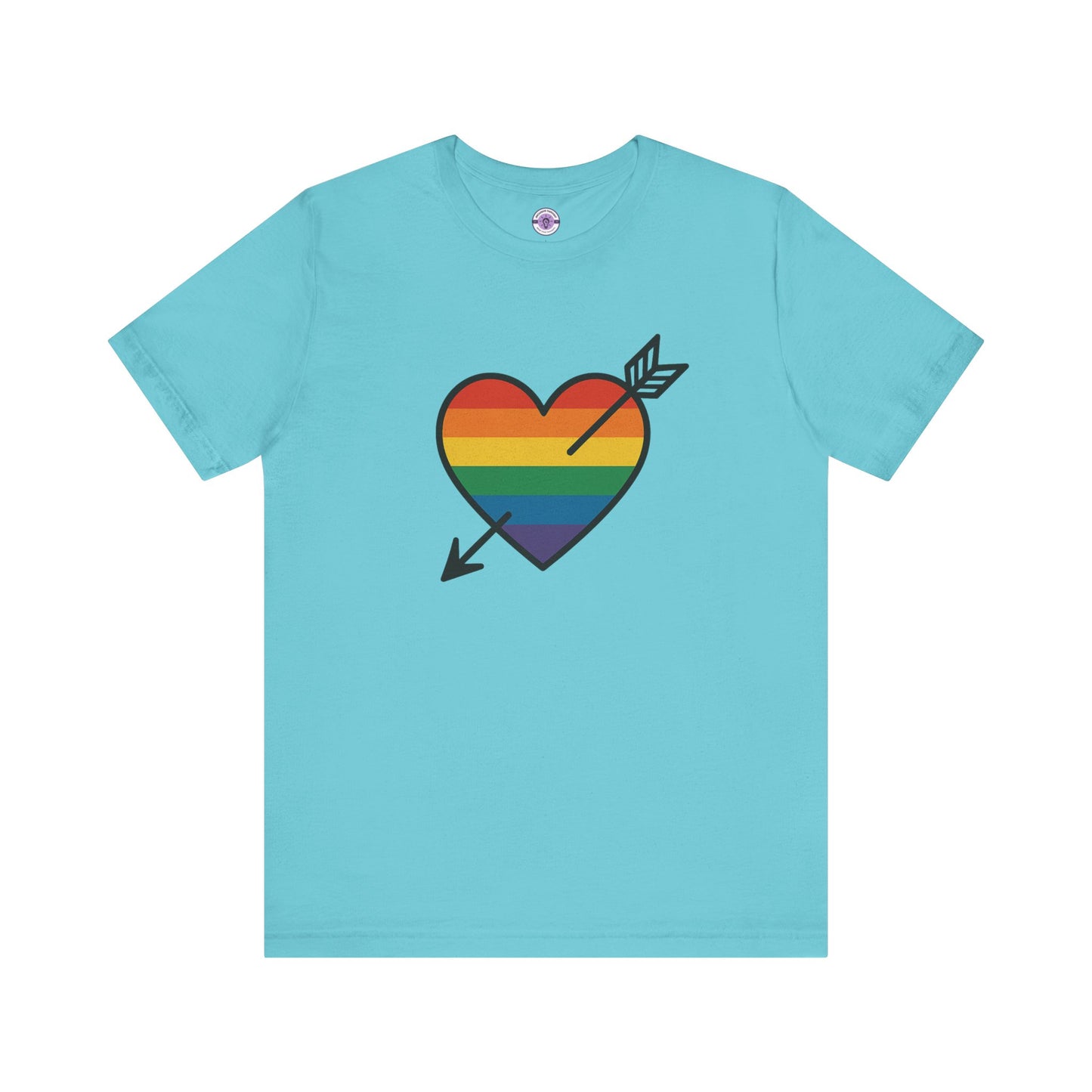 Rainbow Heart Pride Shirt, LGBTQ+ Love Arrow Tee, Queer Affirmation T-Shirt, Minimalist Pride Graphic, Comfort Colors Inclusive Top