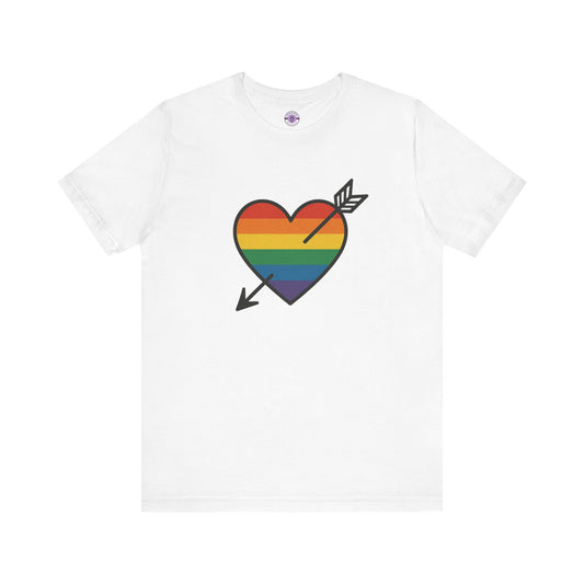 Rainbow Heart Pride Shirt, LGBTQ+ Love Arrow Tee, Queer Affirmation T-Shirt, Minimalist Pride Graphic, Comfort Colors Inclusive Top
