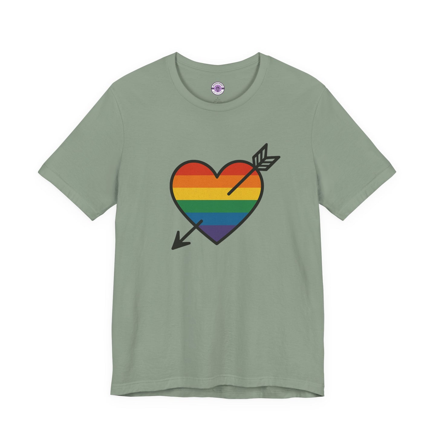 Rainbow Heart Pride Shirt, LGBTQ+ Love Arrow Tee, Queer Affirmation T-Shirt, Minimalist Pride Graphic, Comfort Colors Inclusive Top