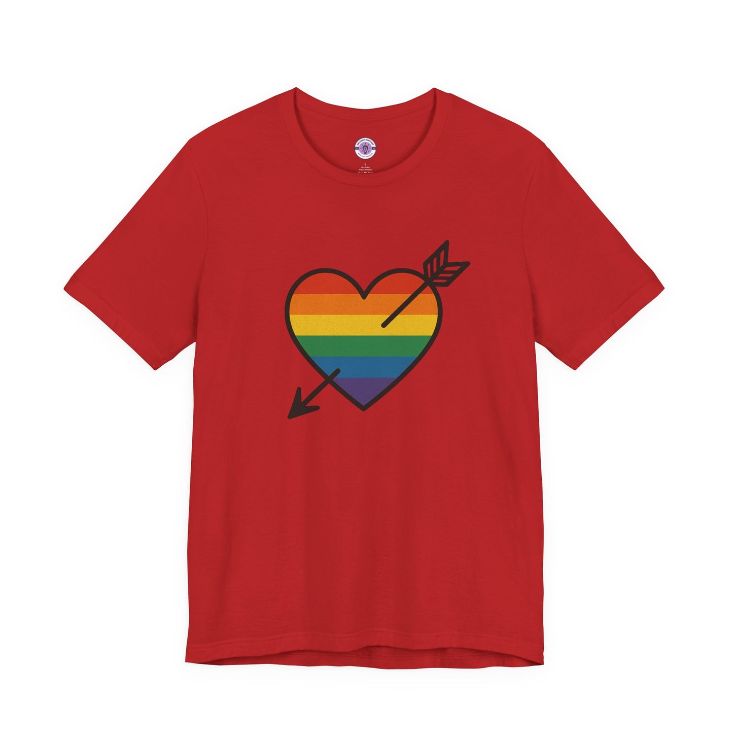 Rainbow Heart Pride Shirt, LGBTQ+ Love Arrow Tee, Queer Affirmation T-Shirt, Minimalist Pride Graphic, Comfort Colors Inclusive Top
