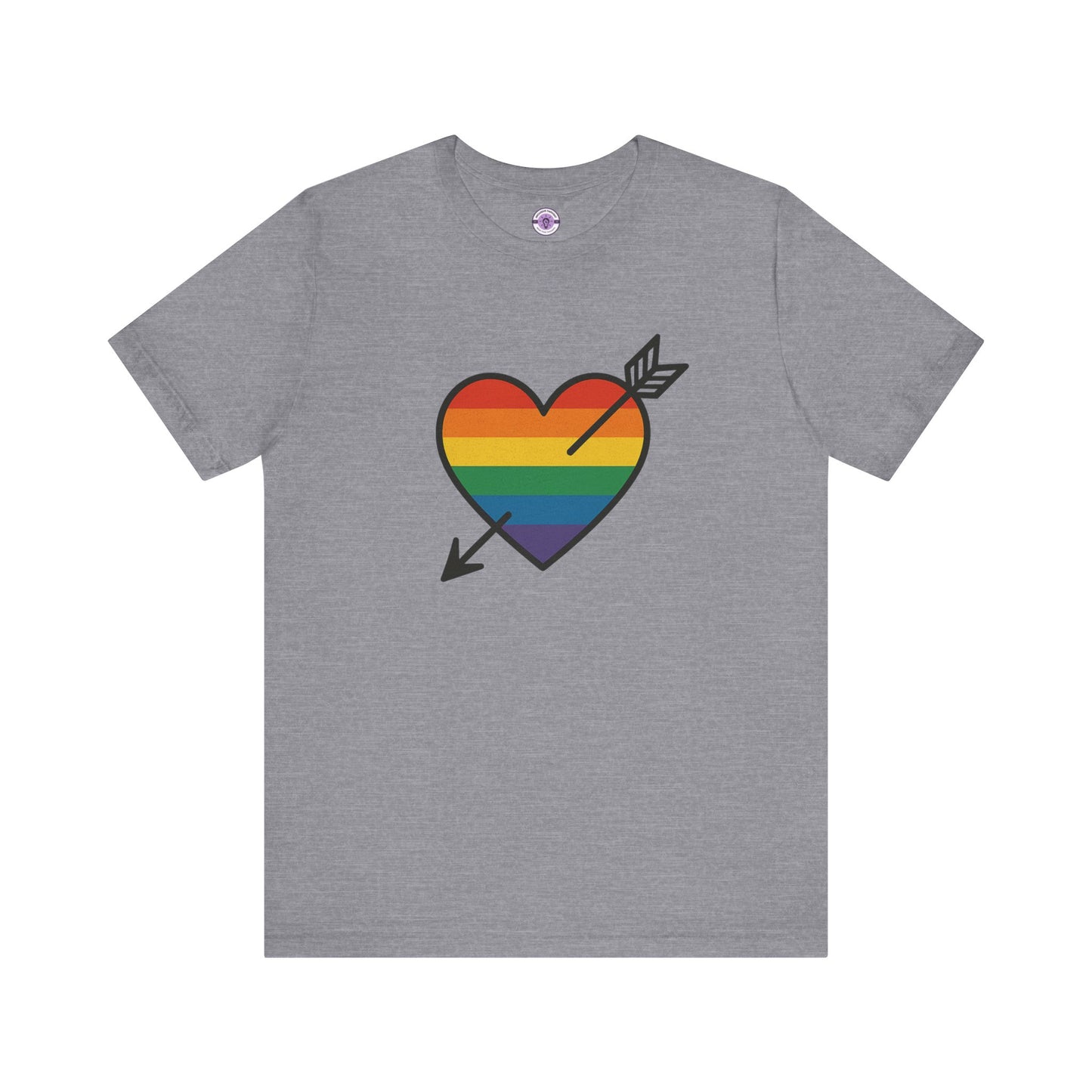Rainbow Heart Pride Shirt, LGBTQ+ Love Arrow Tee, Queer Affirmation T-Shirt, Minimalist Pride Graphic, Comfort Colors Inclusive Top